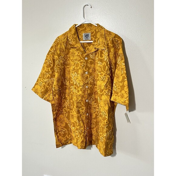 Vintage Lee Sport Mens Hawaiian Button Down Shirt Yellow Size XXL NOS - Picture 1 of 4